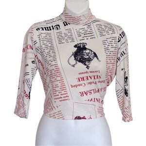 Ragdoll Vintage Newspaper Print Top Size Small